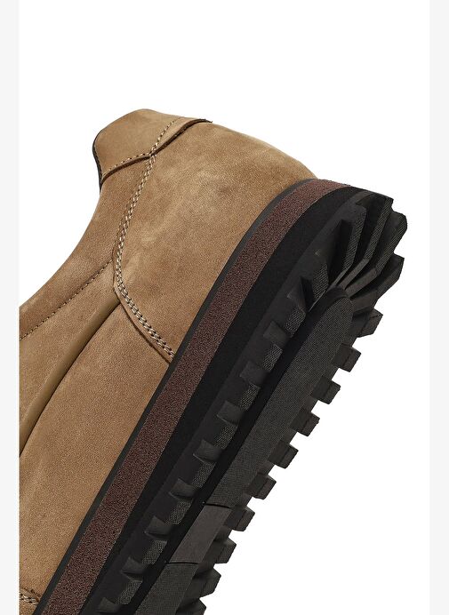 Erkek Vizon Bağcıklı Kalın Tabanlı Nubuk Deri Casual Sneaker 25WFD6951V3 - Görsel 9