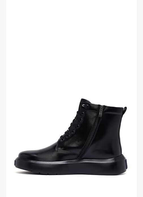 Erkek Siyah Fermuarlı Kalın Tabanlı Deri Bot 25WFD695418 - Görsel 3