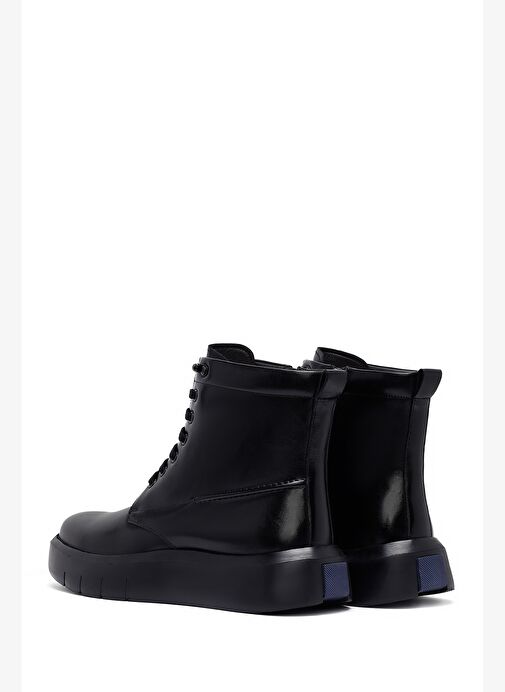 Erkek Siyah Fermuarlı Kalın Tabanlı Deri Bot 25WFD695418 - Görsel 7