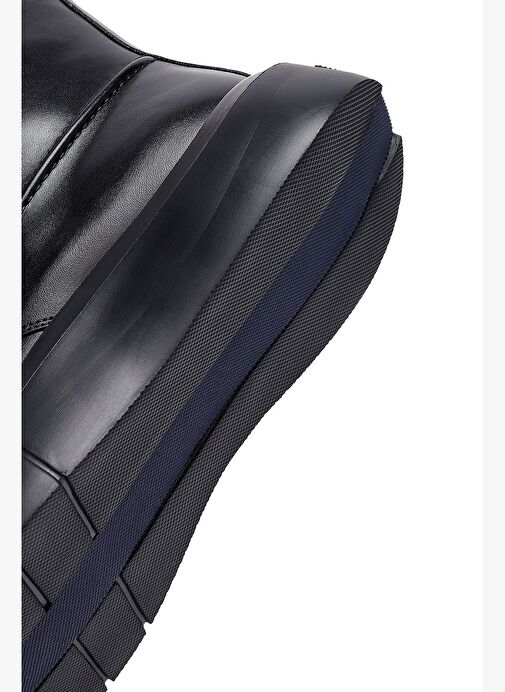 Erkek Siyah Fermuarlı Kalın Tabanlı Deri Bot 25WFD695418 - Görsel 9