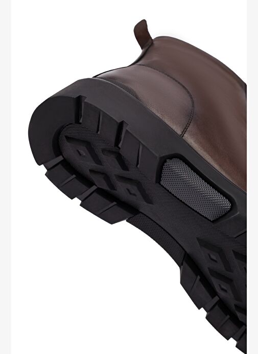 Erkek Kahverengi Fermuarlı Deri Casual Bot 25WFD695818 - Görsel 9