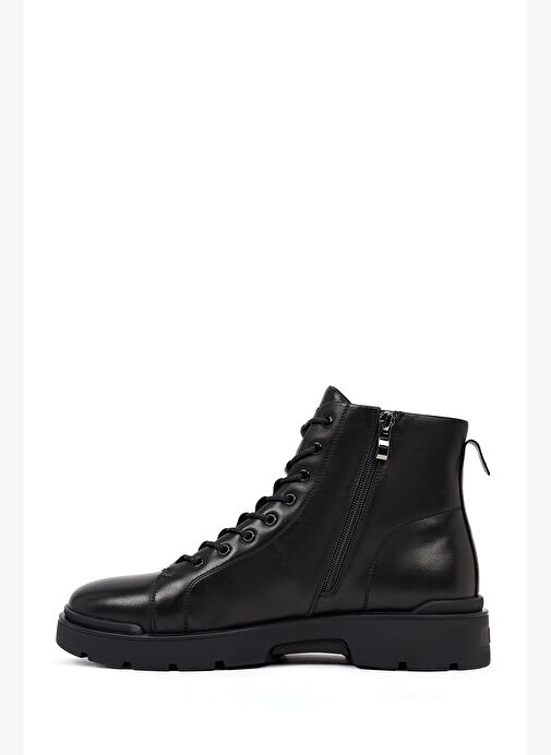 Erkek Siyah Fermuarlı Deri Casual Bot 25WFD695818 - Görsel 3