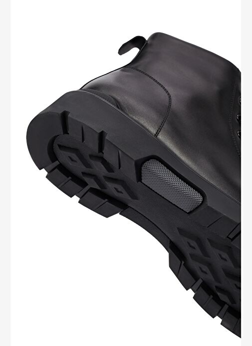 Erkek Siyah Fermuarlı Deri Casual Bot 25WFD695818 - Görsel 9