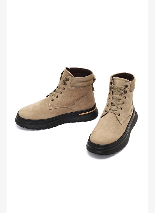 Erkek Bej Bağcıklı Kalın Tabanlı Nubuk Deri Bot 25WFD7000V3 - Görsel 4