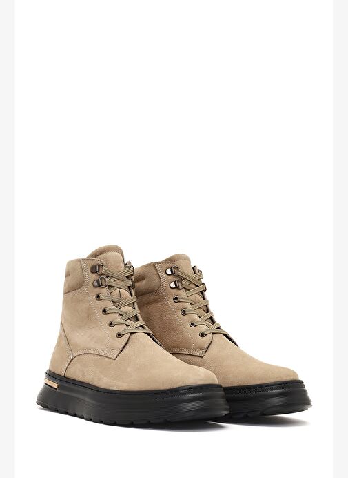 Erkek Bej Bağcıklı Kalın Tabanlı Nubuk Deri Bot 25WFD7000V3 - Görsel 5