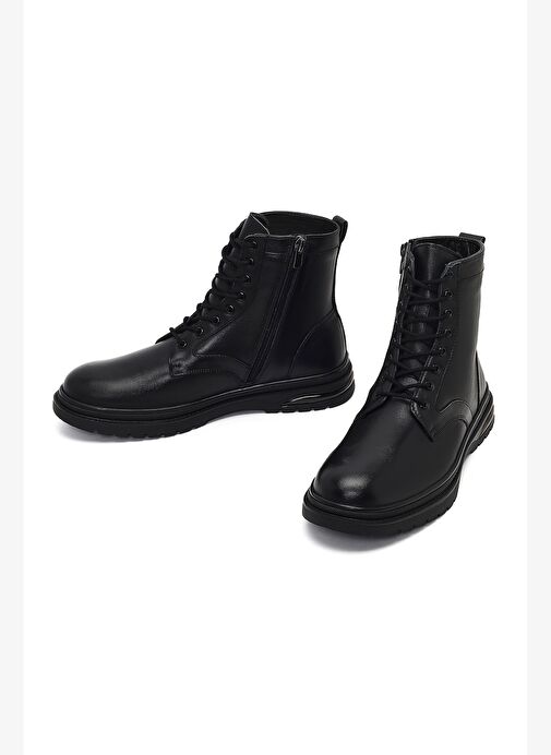 Erkek Siyah Fermuarlı Deri Bot 25WFD700418 - Görsel 4