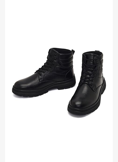 Erkek Siyah Bağcıklı Deri Bot 25WFD700518 - Görsel 4