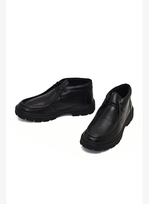 Erkek Siyah Bağcıklı Deri Casual Bot 25WFD7009FT - Görsel 4