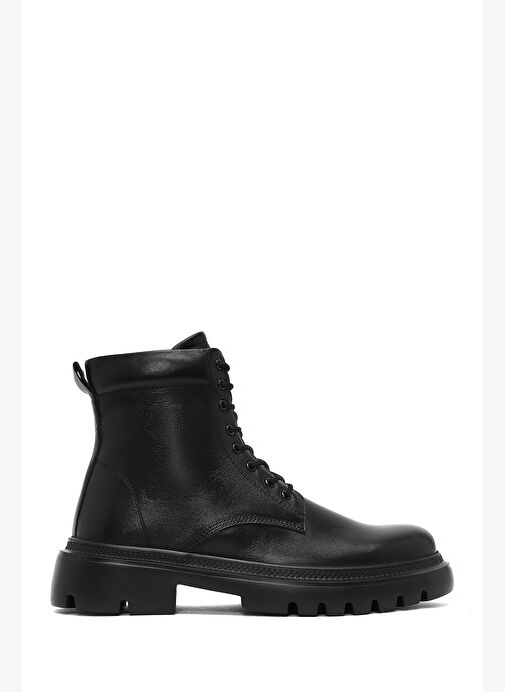 Erkek Siyah Bağcıklı Fermuarlı Deri Casual Bot 25WFD701018 - Görsel 2