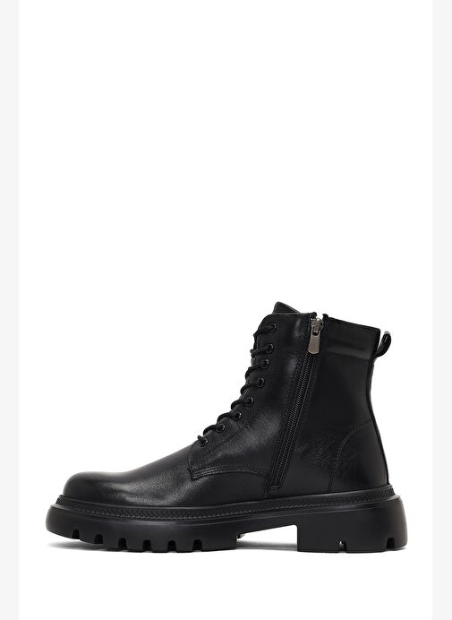 Erkek Siyah Bağcıklı Fermuarlı Deri Casual Bot 25WFD701018 - Görsel 3