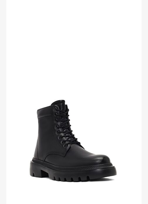 Erkek Siyah Bağcıklı Fermuarlı Deri Casual Bot 25WFD701018 - Görsel 8