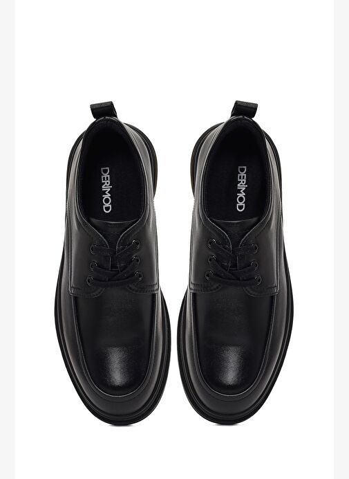 Erkek Siyah Bağcıklı Deri Casual Ayakkabı 25WFD701418 - Görsel 8