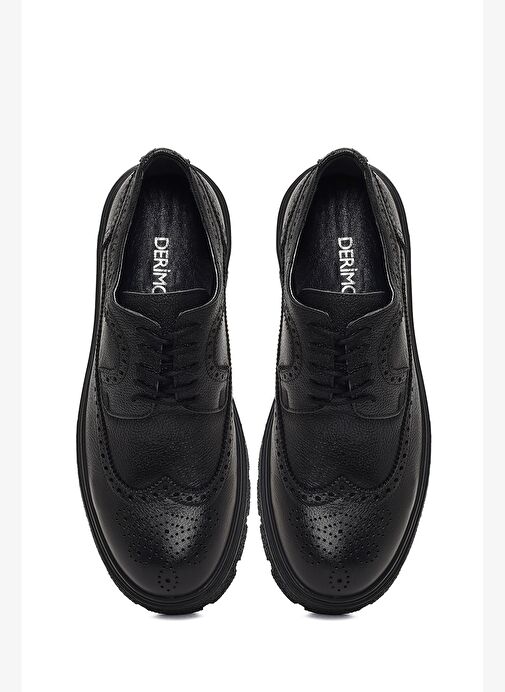 Erkek Siyah Bağcıklı Deri Casual Ayakkabı 25WFD7015FT - Görsel 8