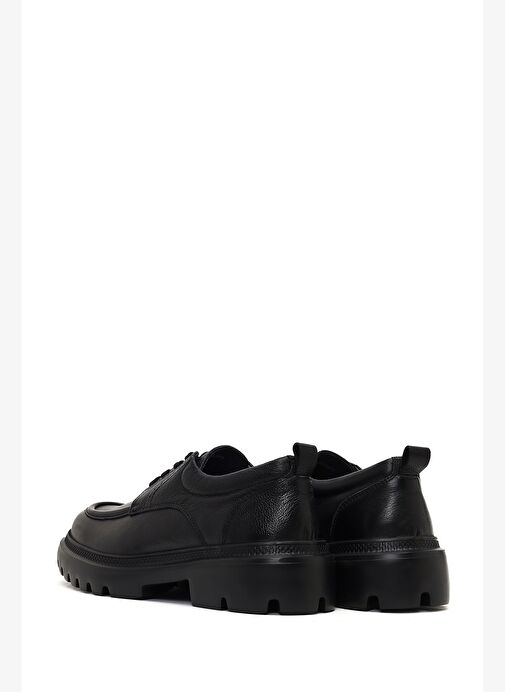 Erkek Siyah Bağcıklı Kalın Tabanlı Deri Casual Ayakkabı 25WFD7016FT - Görsel 6