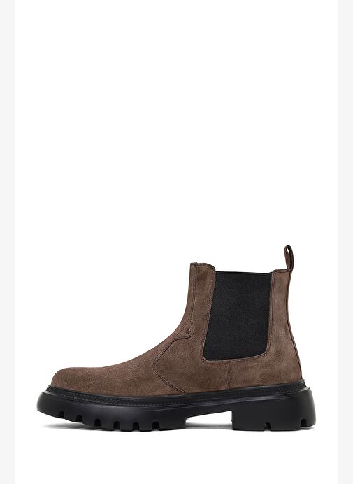 Erkek Vizon Kalın Tabanlı Süet Deri Chelsea Bot 25WFD701810 - Görsel 3