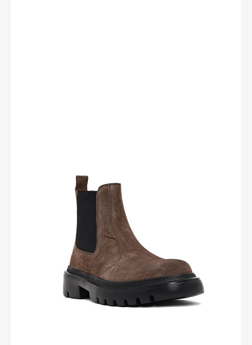 Erkek Vizon Kalın Tabanlı Süet Deri Chelsea Bot 25WFD701810 - Görsel 8