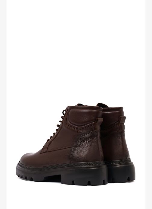 Erkek Kahverengi Fermuarlı Kalın Tabanlı Deri Bot 25WFD702218 - Görsel 7