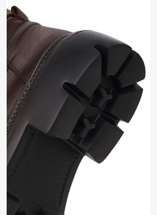 Erkek Kahverengi Fermuarlı Kalın Tabanlı Deri Bot 25WFD702218 - Görsel 9