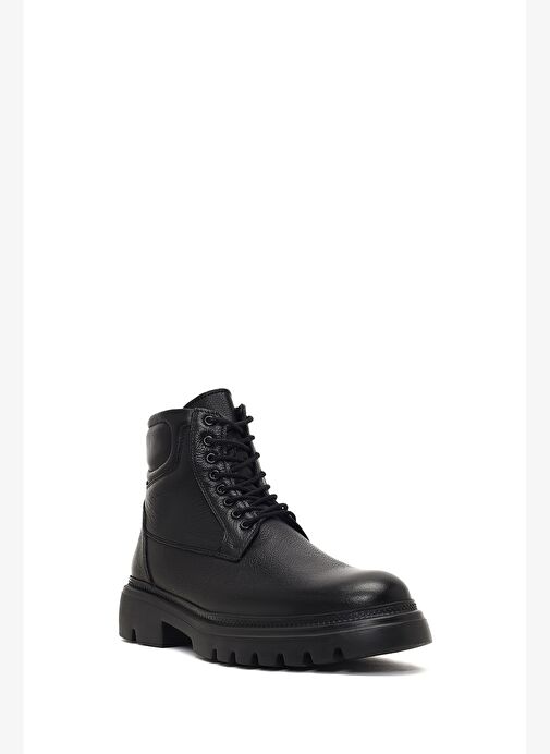 Erkek Siyah Fermuarlı Kalın Tabanlı Deri Bot 25WFD702218 - Görsel 8