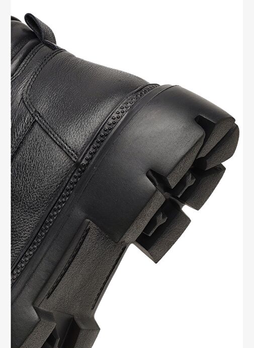 Erkek Siyah Fermuarlı Kalın Tabanlı Deri Bot 25WFD702218 - Görsel 9