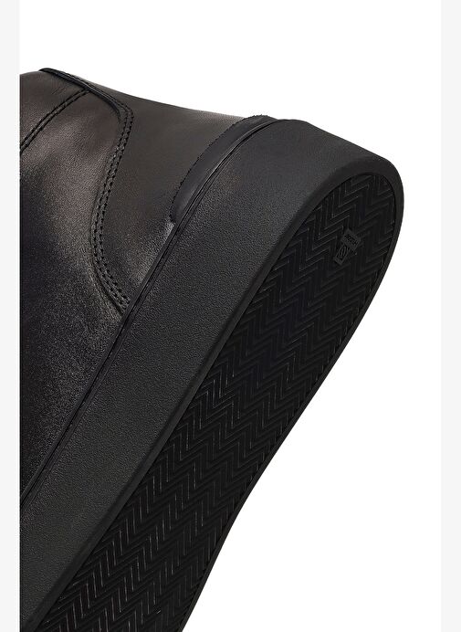 Erkek Siyah Fermuarlı Kalın Tabanlı Deri Spor Bot 25WFD707118 - Görsel 9