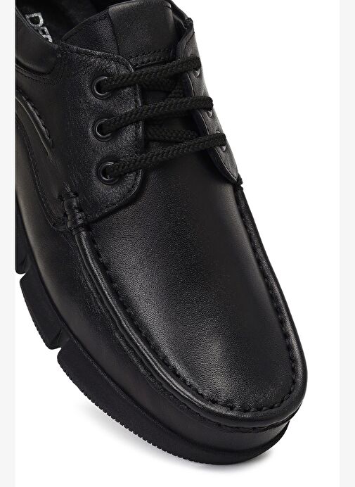 Erkek Siyah Bağcıklı Deri Casual Ayakkabı 25WFD710118 - Görsel 9