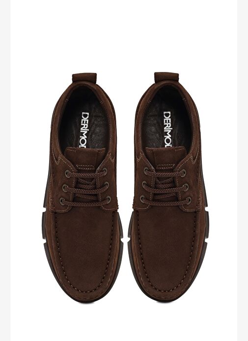 Erkek Kahverengi Bağcıklı Nubuk Deri Casual Ayakkabı 25WFD7101V3 - Görsel 8