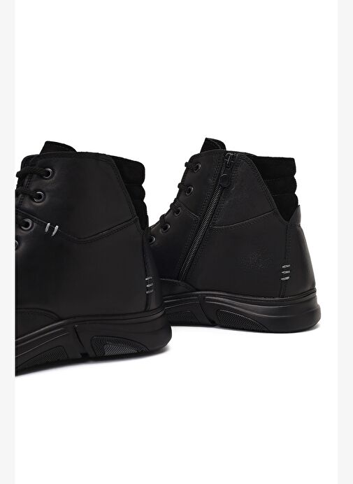 Erkek Siyah Bağcıklı Fermuarlı Deri Casual Bot 25WFD710518 - Görsel 9