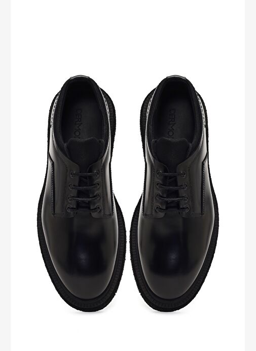 Erkek Siyah Bağcıklı Deri Casual Ayakkabı 25WFD720122 - Görsel 8