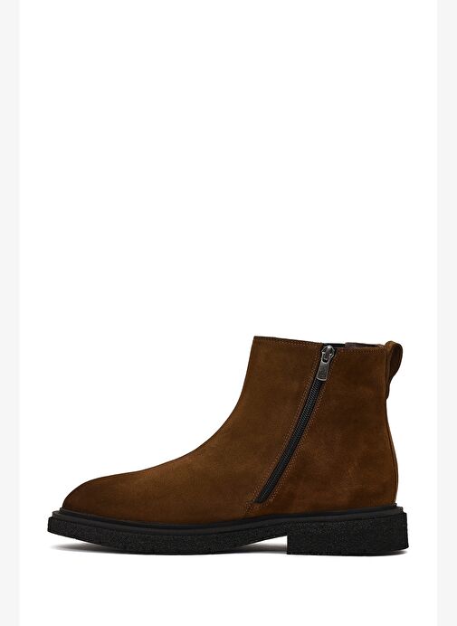 Erkek Kahverengi Fermuarlı Süet Deri Bot 25WFD720210 - Görsel 3