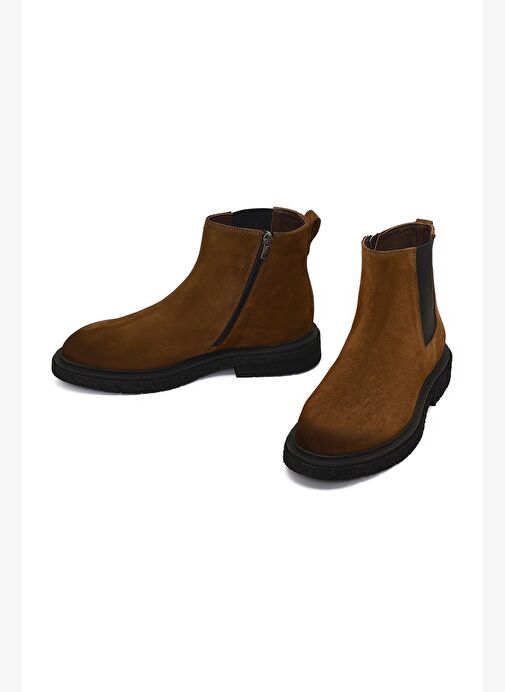 Erkek Kahverengi Fermuarlı Süet Deri Bot 25WFD720210 - Görsel 4