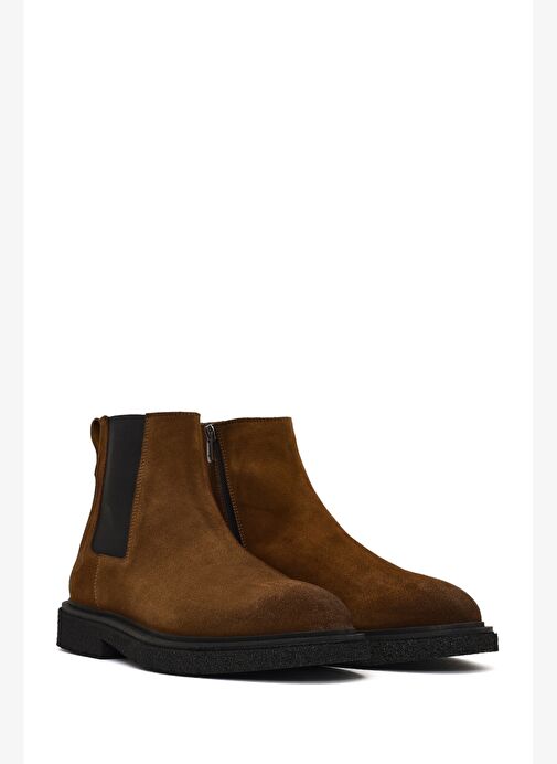 Erkek Kahverengi Fermuarlı Süet Deri Bot 25WFD720210 - Görsel 5