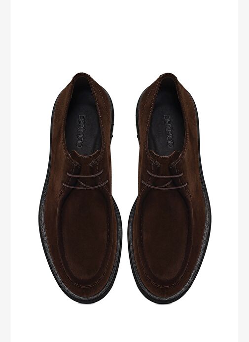 Erkek Kahverengi Bağcıklı Kalın Tabanlı Süet Deri Casual Ayakkabı 25WFD722010 - Görsel 8