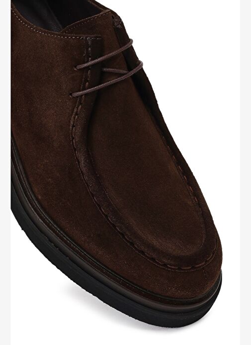 Erkek Kahverengi Bağcıklı Kalın Tabanlı Süet Deri Casual Ayakkabı 25WFD722010 - Görsel 9