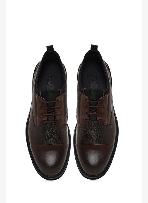 Erkek Kahverengi Bağcıklı Deri Casual Ayakkabı 25WFD722114 - Görsel 8