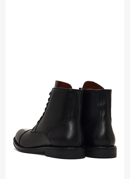 Erkek Siyah Bağcıklı Fermuarlı Deri Casual Bot 25WFD724018 - Görsel 7