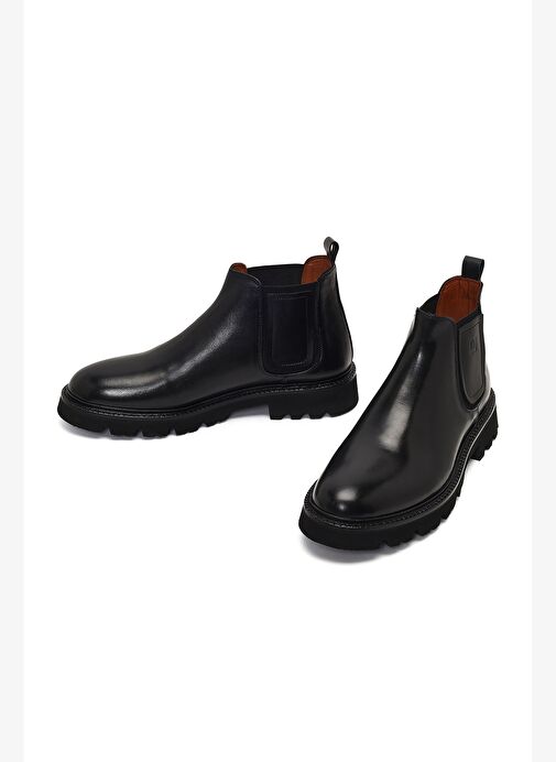 Erkek Siyah Deri Chelsea Bot 25WFD724118 - Görsel 4