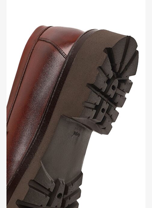 Erkek Kahverengi Tokalı Kalın Tabanlı Deri Loafer 25WFD740018 - Görsel 9