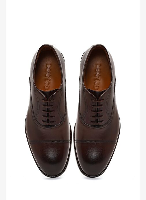 Erkek Kahverengi Bağcıklı Deri Klasik Ayakkabı 25WFD740418 - Görsel 8