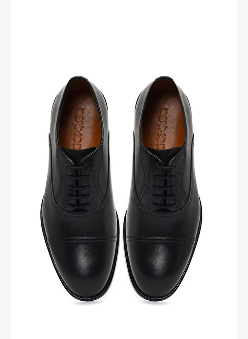 Erkek Siyah Bağcıklı Deri Klasik Ayakkabı 25WFD740418 - Görsel 8