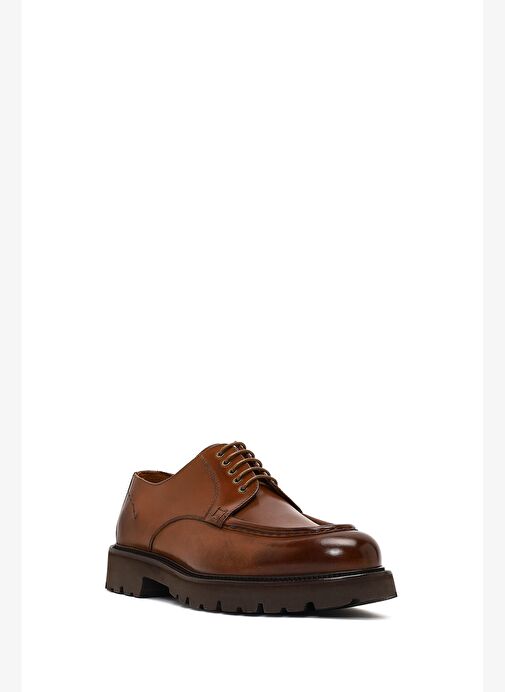 Erkek Kahverengi Bağcıklı Kalın Tabanlı Deri Casual Ayakkabı 25WFD740518 - Görsel 7