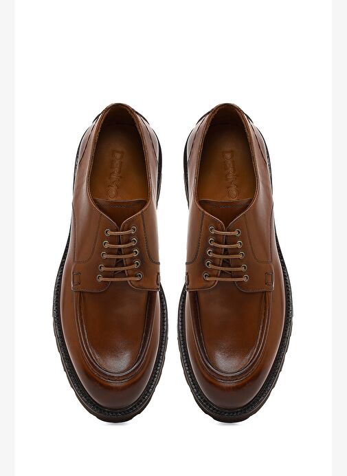 Erkek Kahverengi Bağcıklı Kalın Tabanlı Deri Casual Ayakkabı 25WFD740518 - Görsel 8