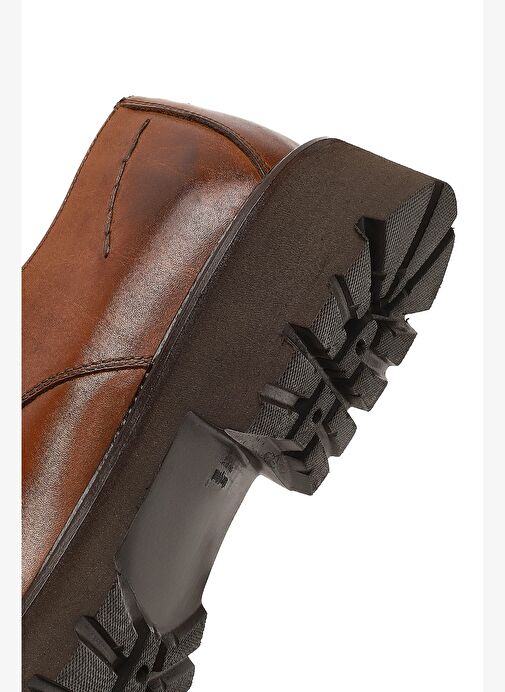 Erkek Kahverengi Bağcıklı Kalın Tabanlı Deri Casual Ayakkabı 25WFD740518 - Görsel 9