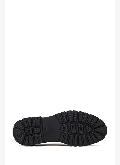 Erkek Siyah Bağcıklı Kalın Tabanlı Deri Casual Ayakkabı 25WFD740518 - Görsel 5