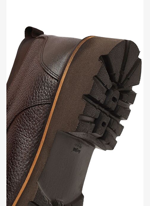 Erkek Kahverengi Bağcıklı Kalın Tabanlı Deri Casual Ayakkabı 25WFD750614 - Görsel 9