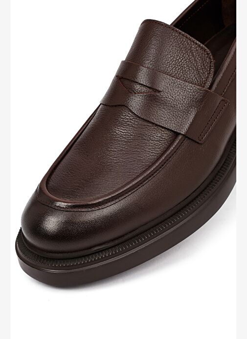 Erkek Kahverengi Kalın Tabanlı Deri Loafer 25WFD7507FT - Görsel 9