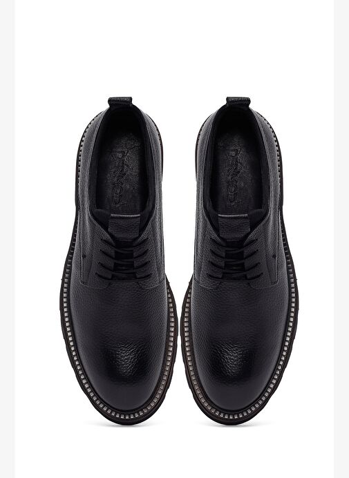 Erkek Siyah Bağcıklı Deri Casual Ayakkabı 25WFD7508FT - Görsel 8
