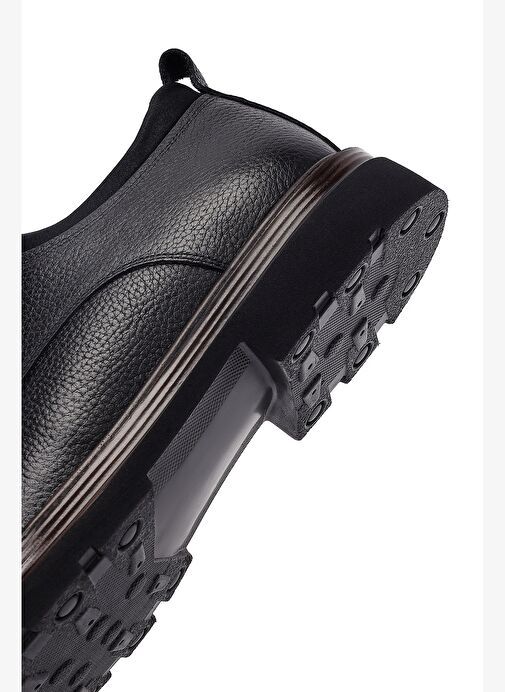 Erkek Siyah Bağcıklı Deri Casual Ayakkabı 25WFD7508FT - Görsel 9