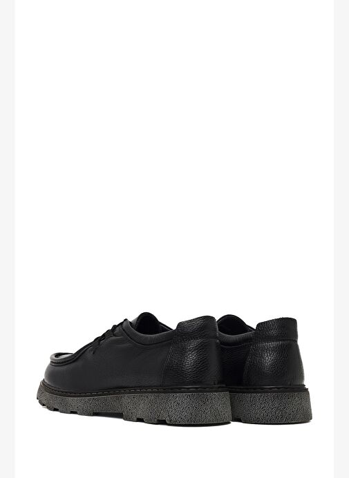 Erkek Siyah Bağcıklı Kalın Tabanlı Deri Casual Ayakkabı 25WFD7514FT - Görsel 6