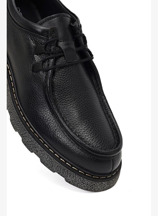 Erkek Siyah Bağcıklı Kalın Tabanlı Deri Casual Ayakkabı 25WFD7514FT - Görsel 9